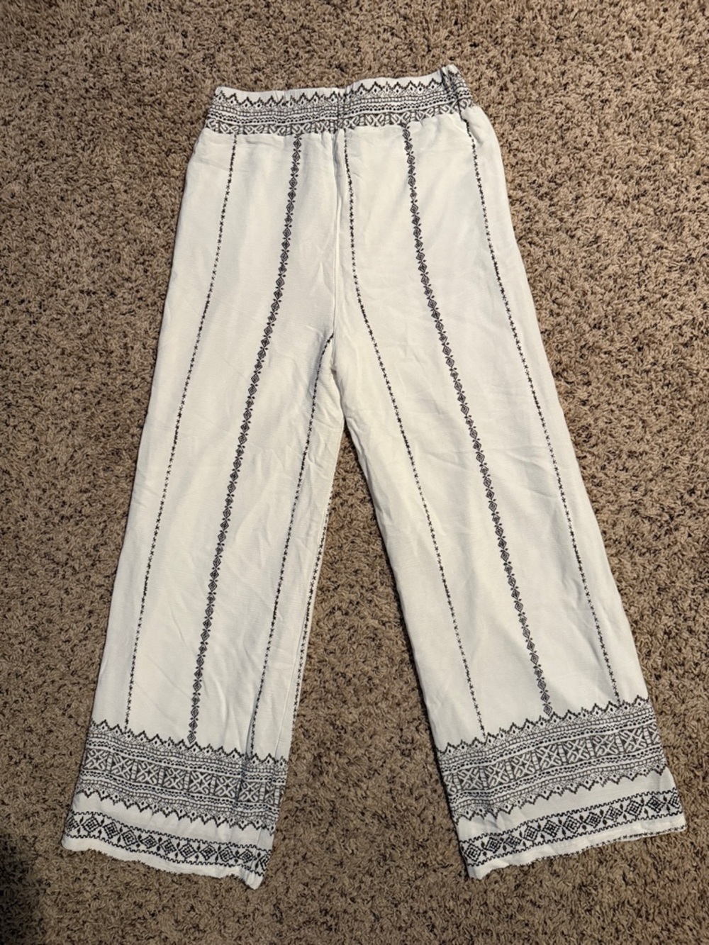Benin size 8 white and brown wide leg palazzo pants - Picture 4 of 4